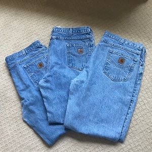 3 Pair Men’s Carhartt light wash jeans Sz 42 x 32
